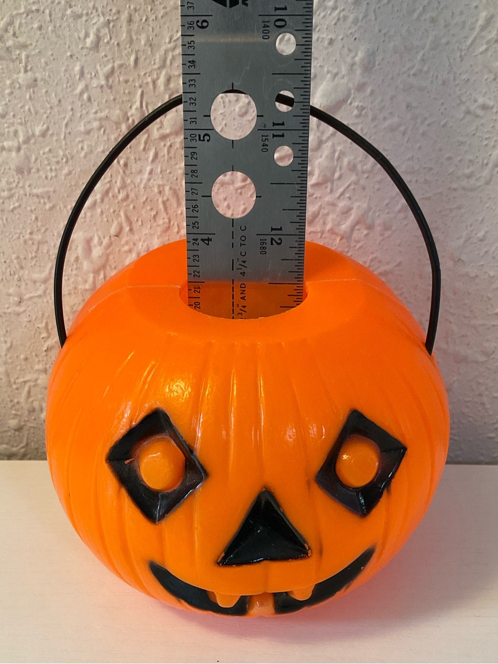 Vintage Blow Mold Pumpkin Jack-O-Lantern Candy Bucket Pail Retro Miniature - Picture 3 of 3
